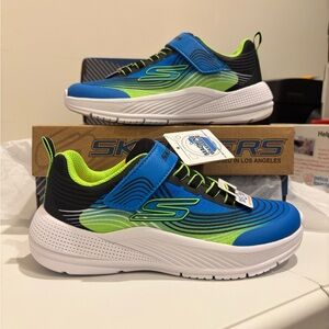 Skechers Microspec Advance Blue/Lime Sneakers with Cushioned Midsole